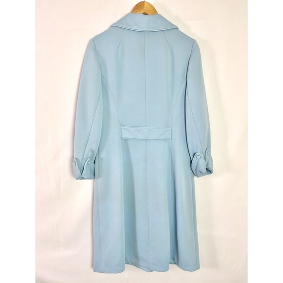 Vintage 1960s Lilli Ann Knit 2 Piece Dress Coat Set Powder Blue No Tag XS/S Midi - Picture 6 of 16